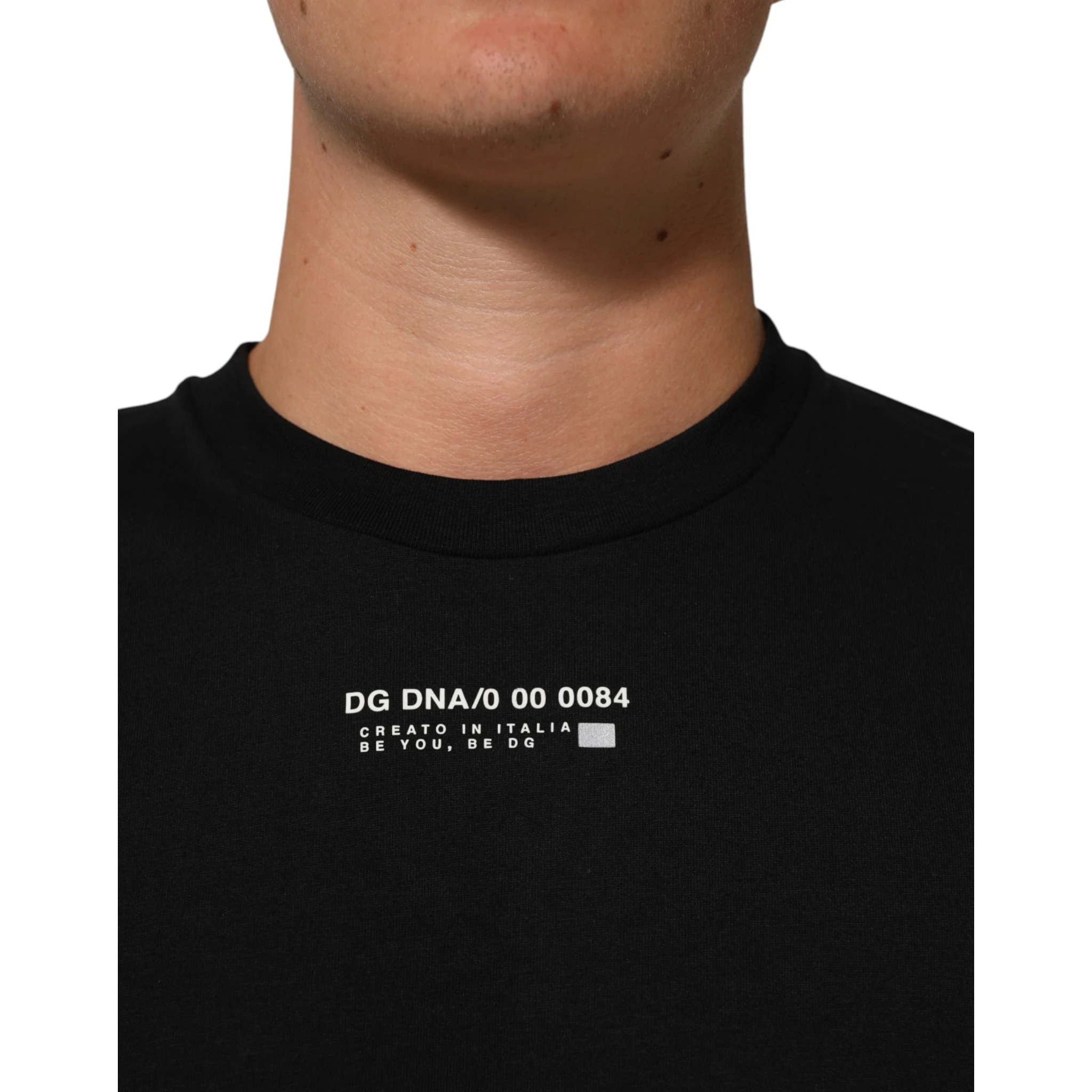 Black Statement Cotton Crew Neck Men T-shirt