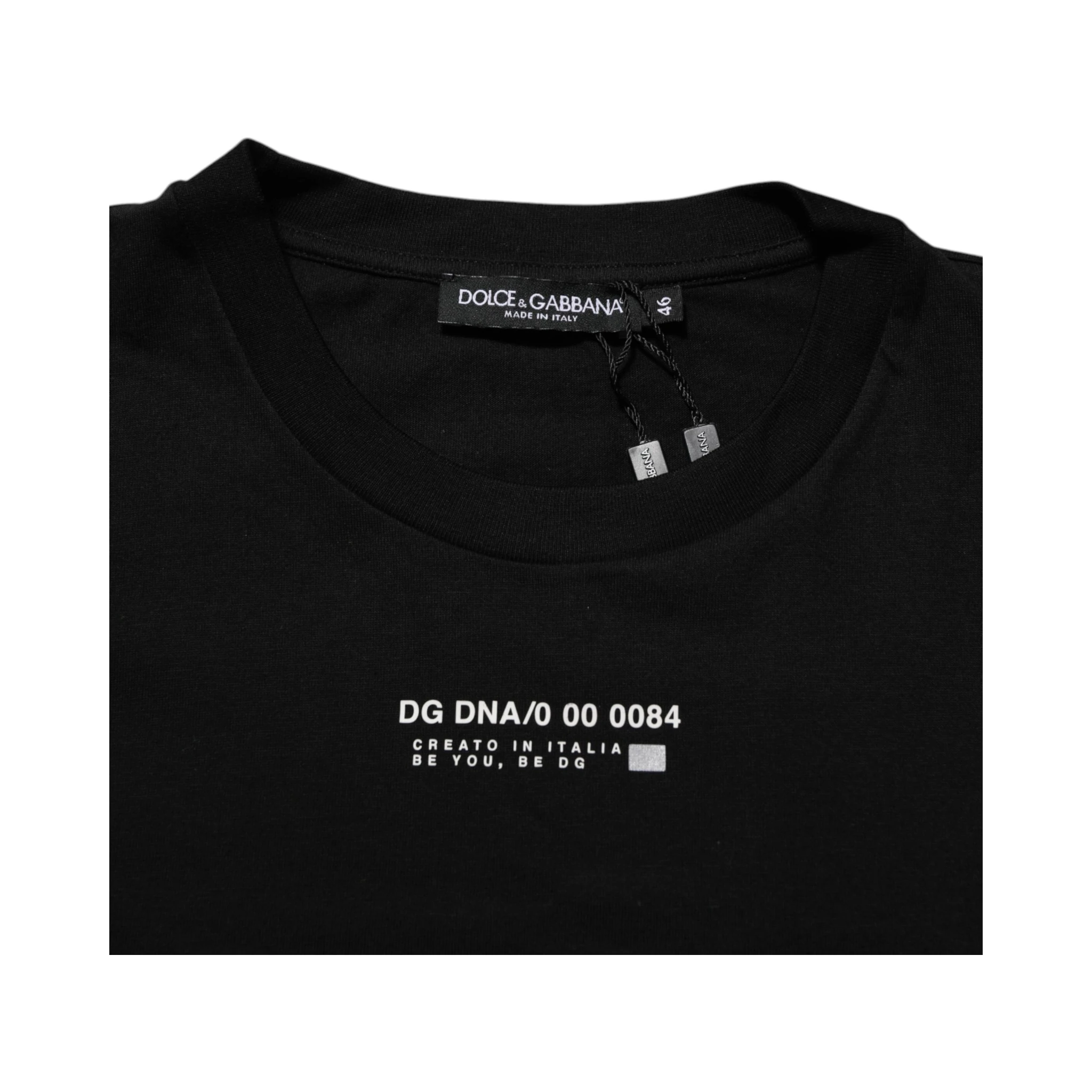 Black Statement Cotton Crew Neck Men T-shirt