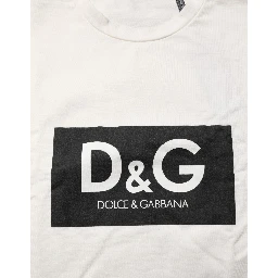 White Cotton Logo Print Men Crewneck T-shirt