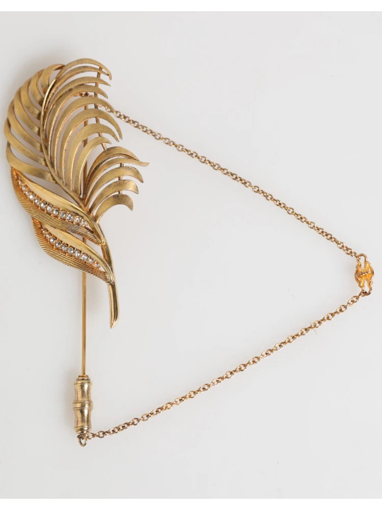 Gold Sterling Silver925 Leaf Embellished Lapel Pin Brooch alternative