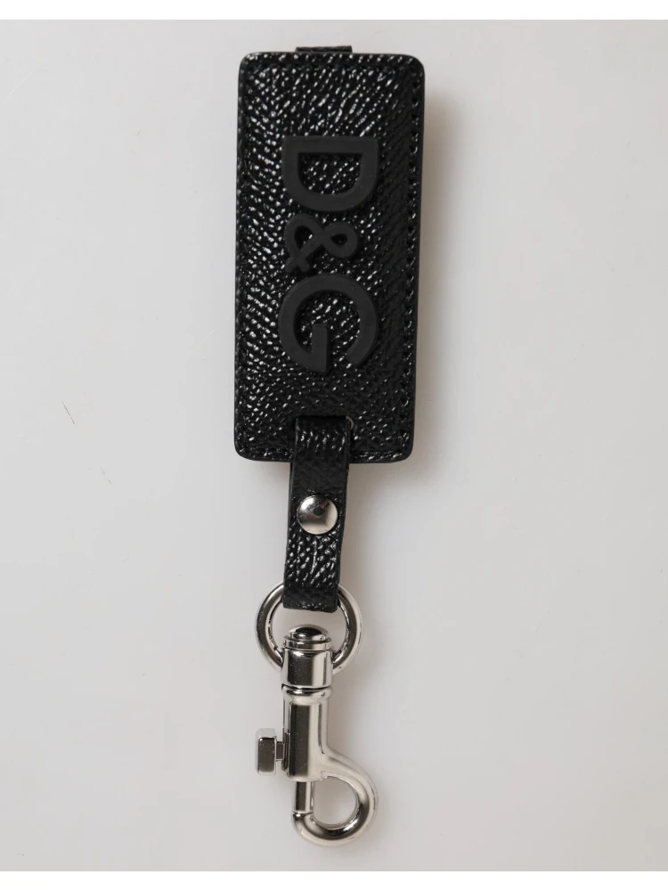 Black DG Logo Leather Silver Metal Keyring Men Keychain alternative