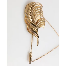 Gold Sterling Silver925 Leaf Embellished Lapel Pin Brooch