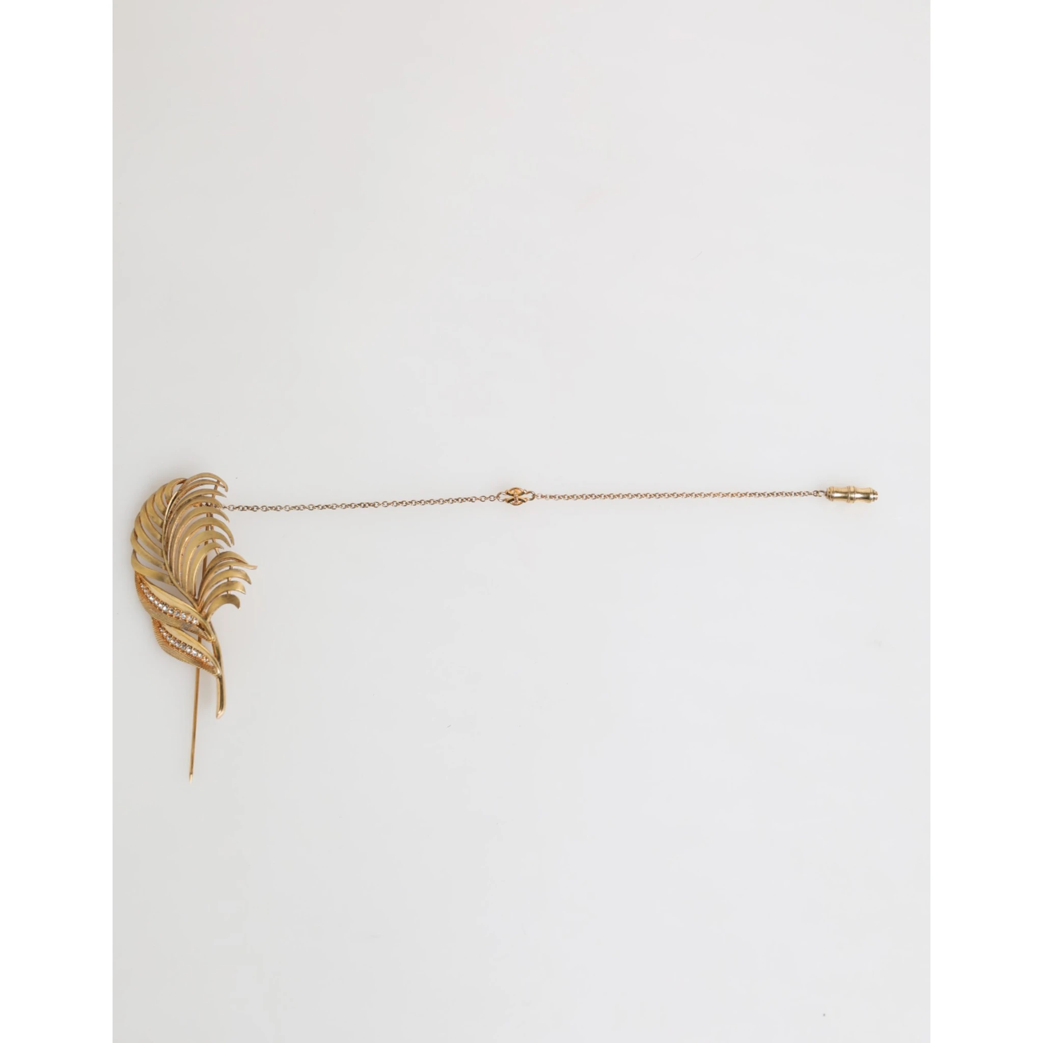 Gold Sterling Silver925 Leaf Embellished Lapel Pin Brooch