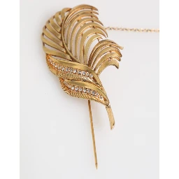 Gold Sterling Silver925 Leaf Embellished Lapel Pin Brooch