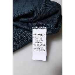 Dark Blue Silk Crew Neck Short Sleeve T-shirt