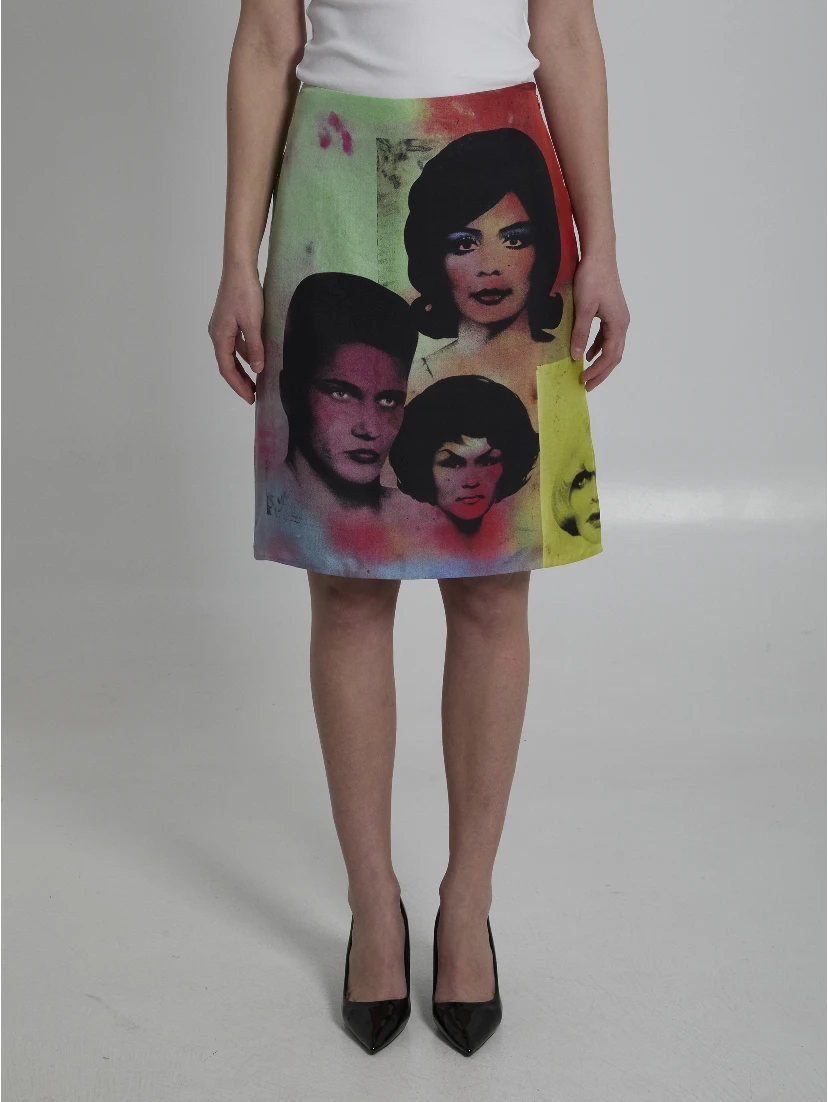 Printed silk skirt