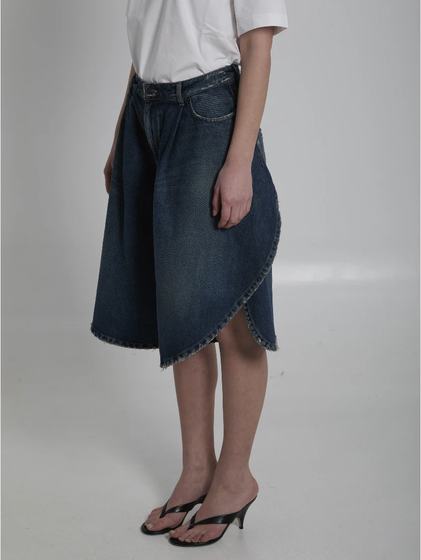 Dark ocean tulip shorts