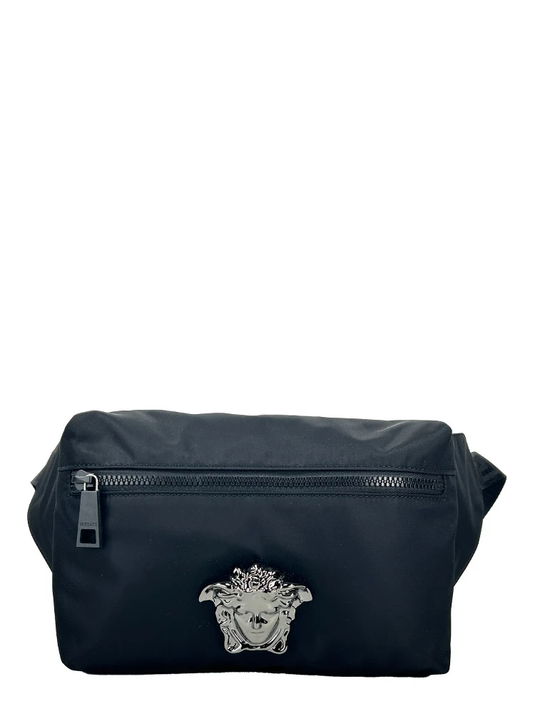 Versace Medusa Black Nylon Belt Bag Waist Fanny Pack Purse