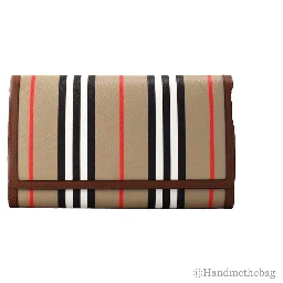 Burberry Hannah Icon Stripe Archive Tan E-Canvas Leather Wallet Crossbody Bag