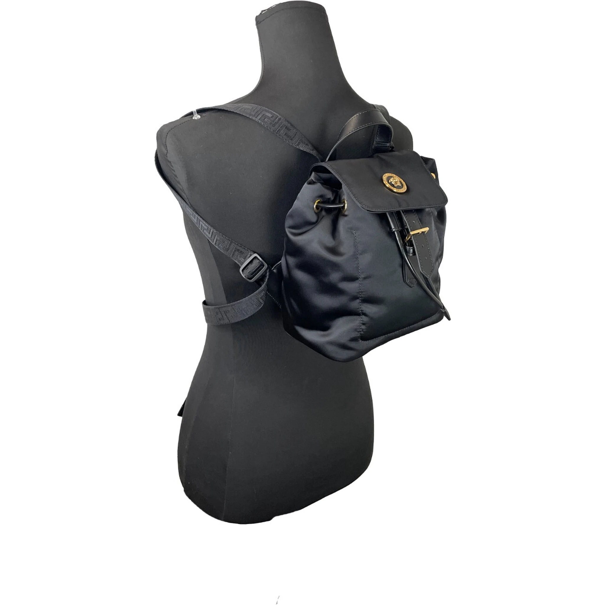 Versace Mini Nylon Medusa Drawstring Backpack Bag