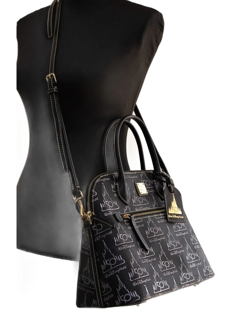 Dooney & Bourke Black Walt Disney World 50th Anniversary Leather Satchel Handbag