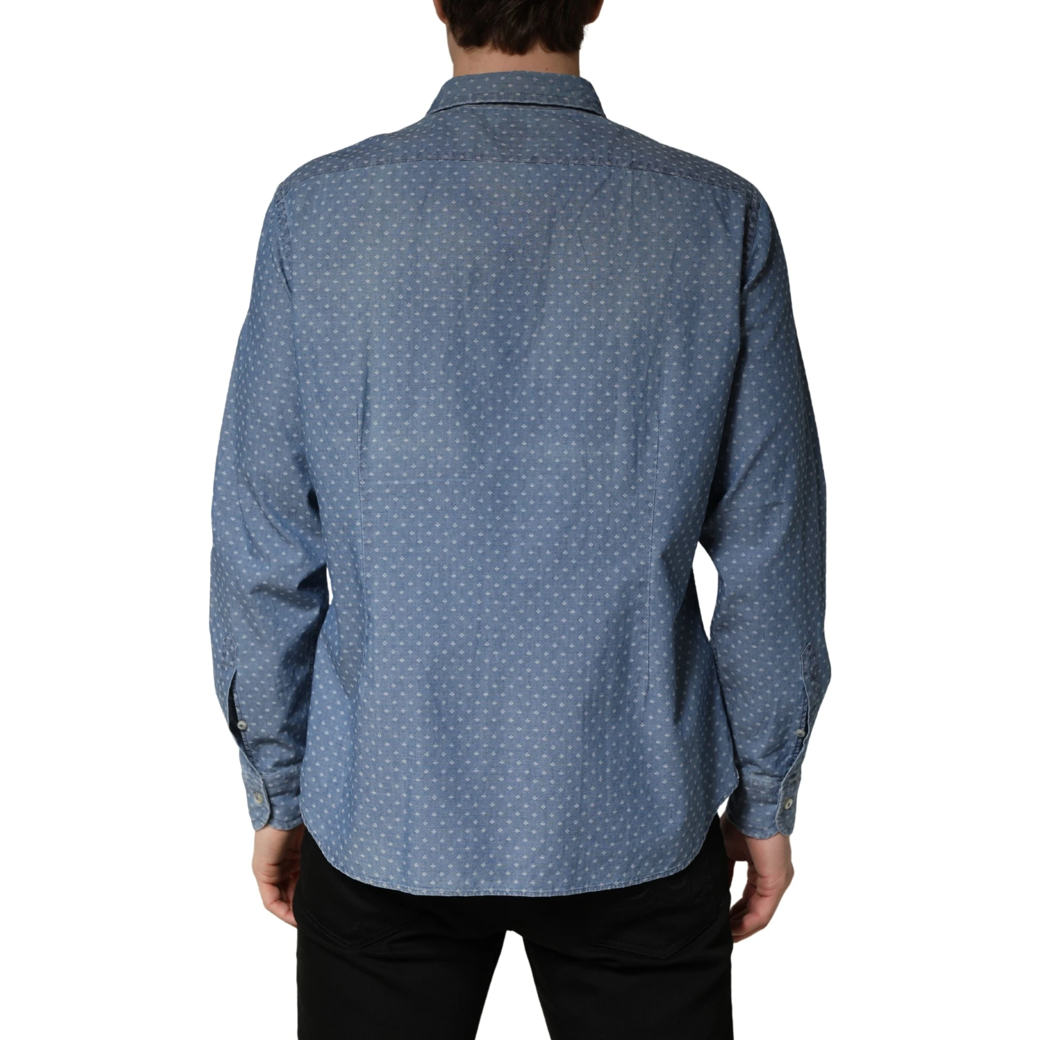 Blue Long Sleeve Collared Casual Shirt