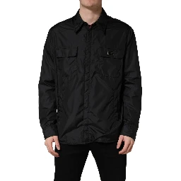 Black Logo Plaque Long Sleeves Shirt Jacket