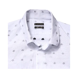 White Cotton Slim Fit Collared Men Dress Shirt