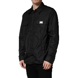 Black Logo Plaque Long Sleeves Shirt Jacket