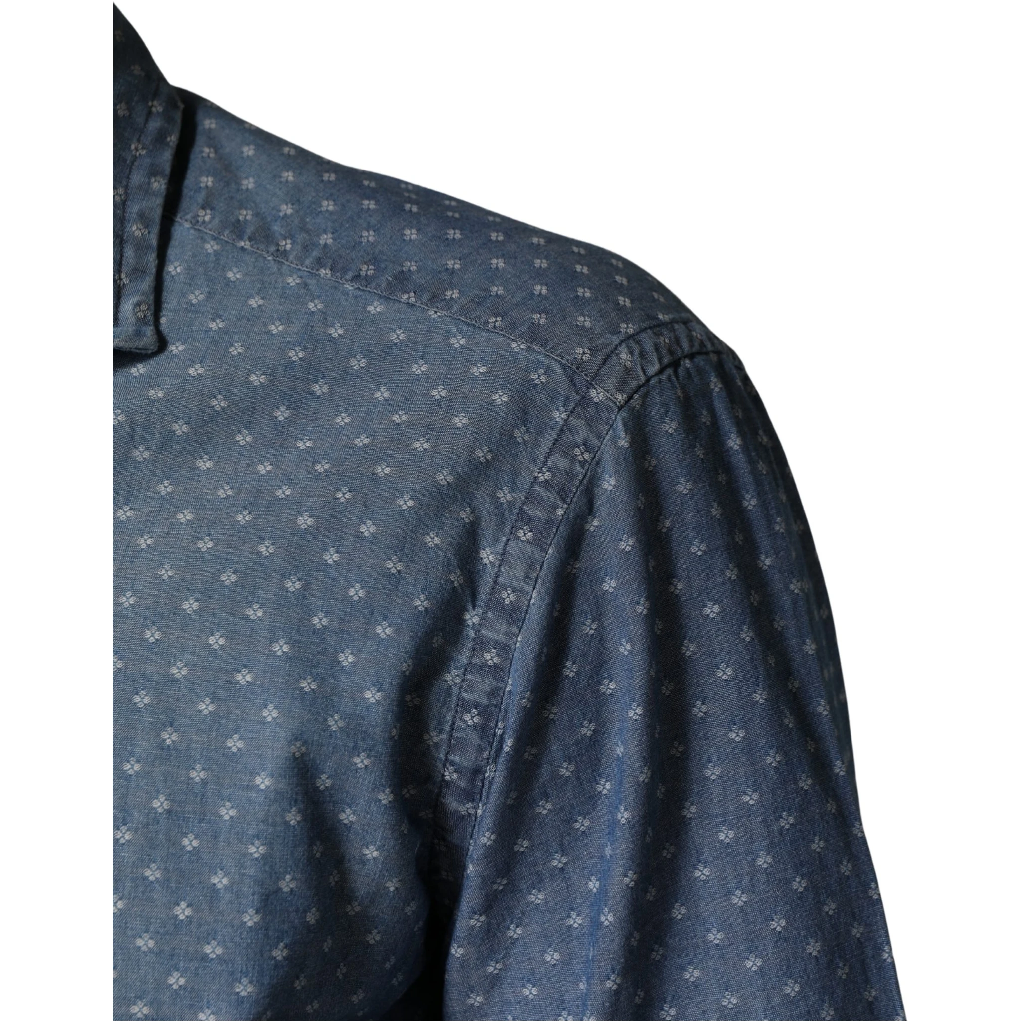 Blue Long Sleeve Collared Casual Shirt