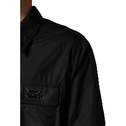 Black Logo Plaque Long Sleeves Shirt Jacket