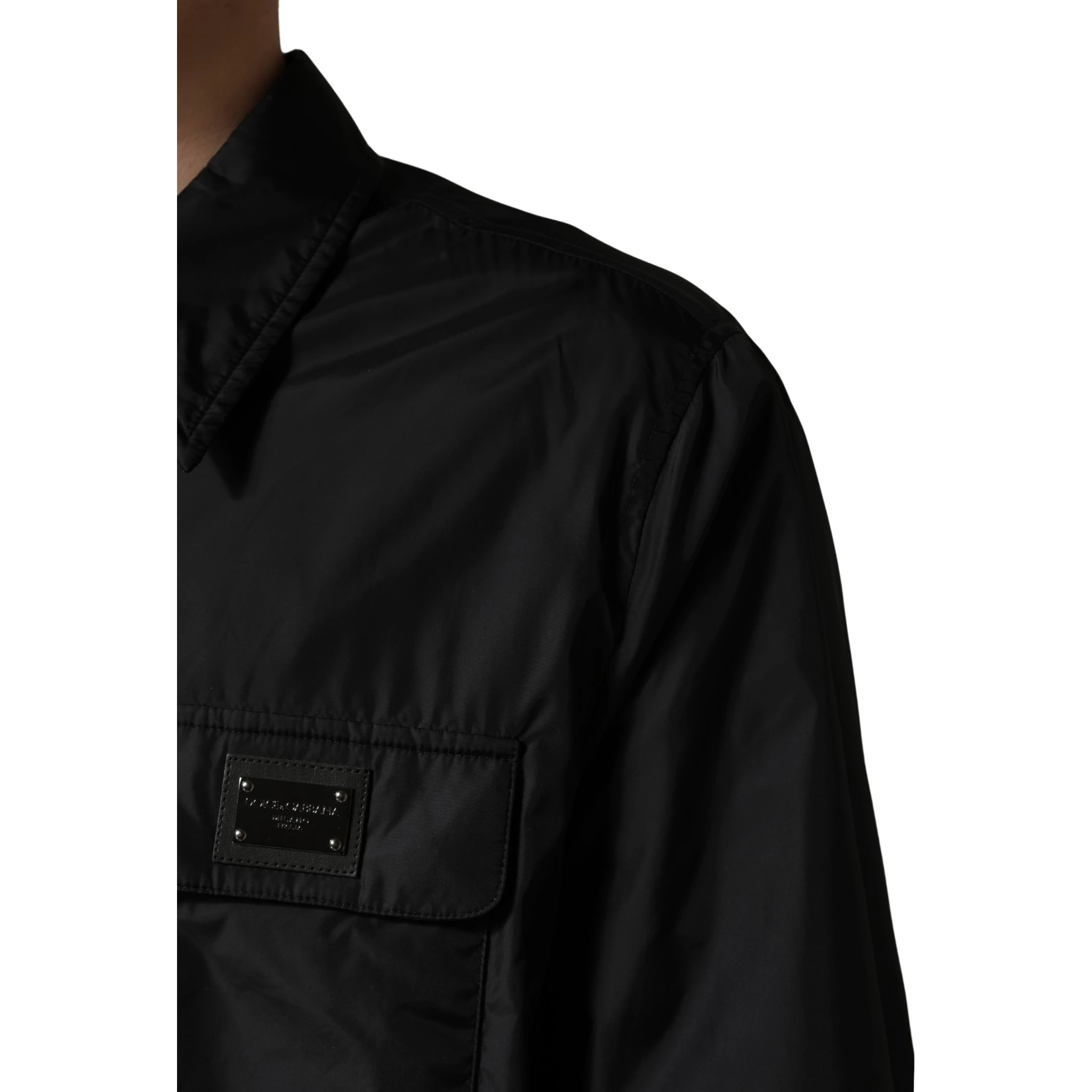 Black Logo Plaque Long Sleeves Shirt Jacket