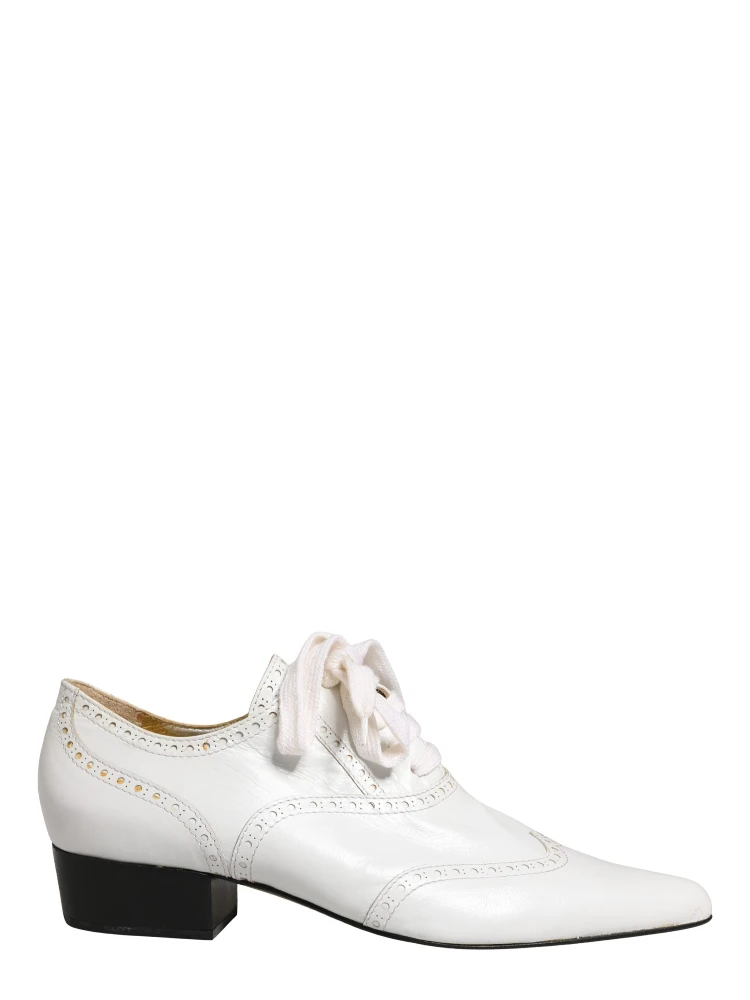 White Leather Brogue Oxford Lace Up Shoes alternative