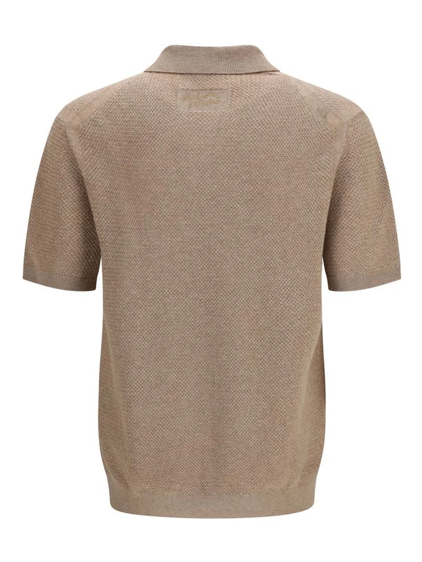 Beige Cotton Polo Shirt