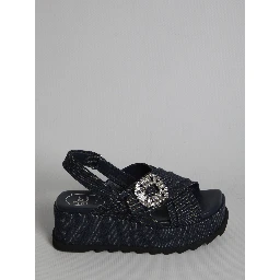 Denim wedge sandals