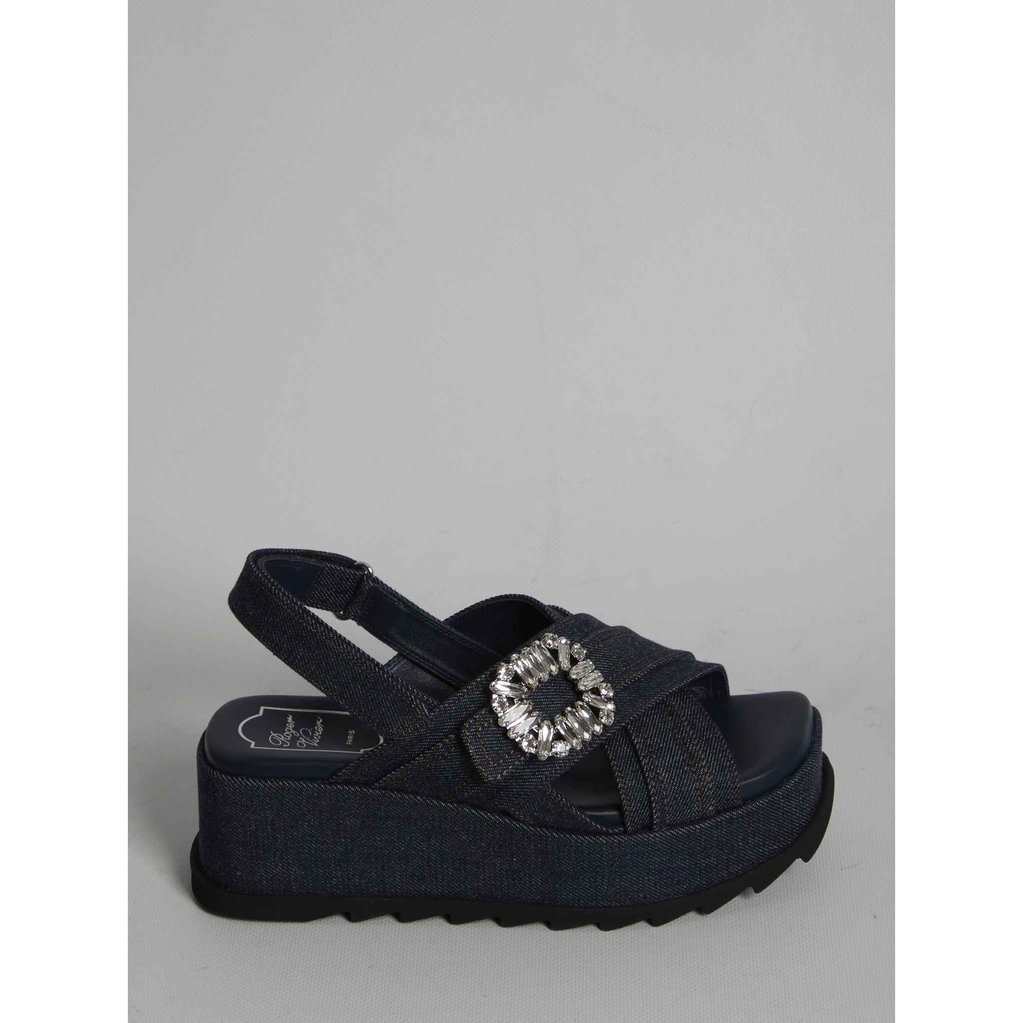 Denim wedge sandals