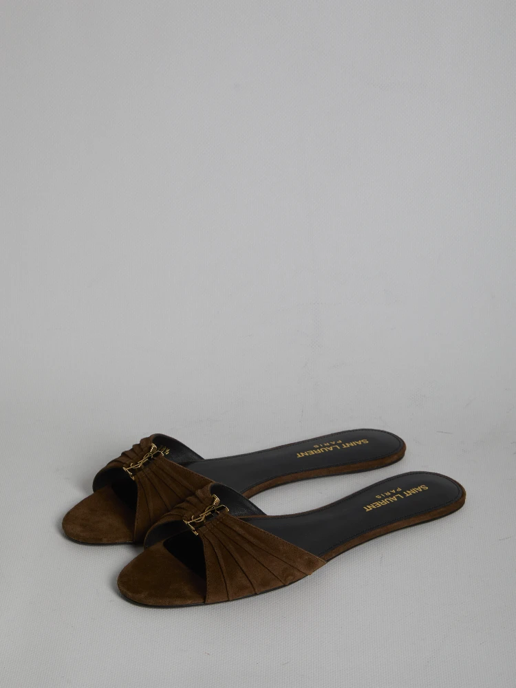 Babylone slide sandals in suede alternative