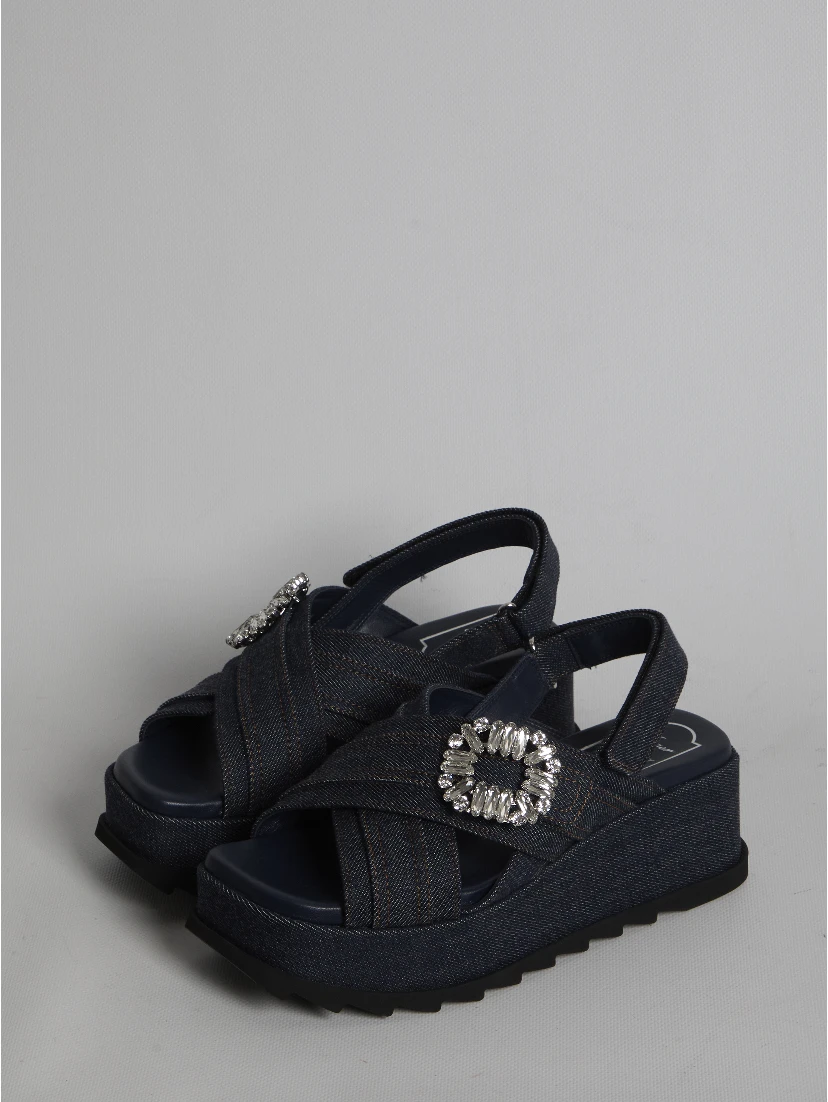 Denim wedge sandals
