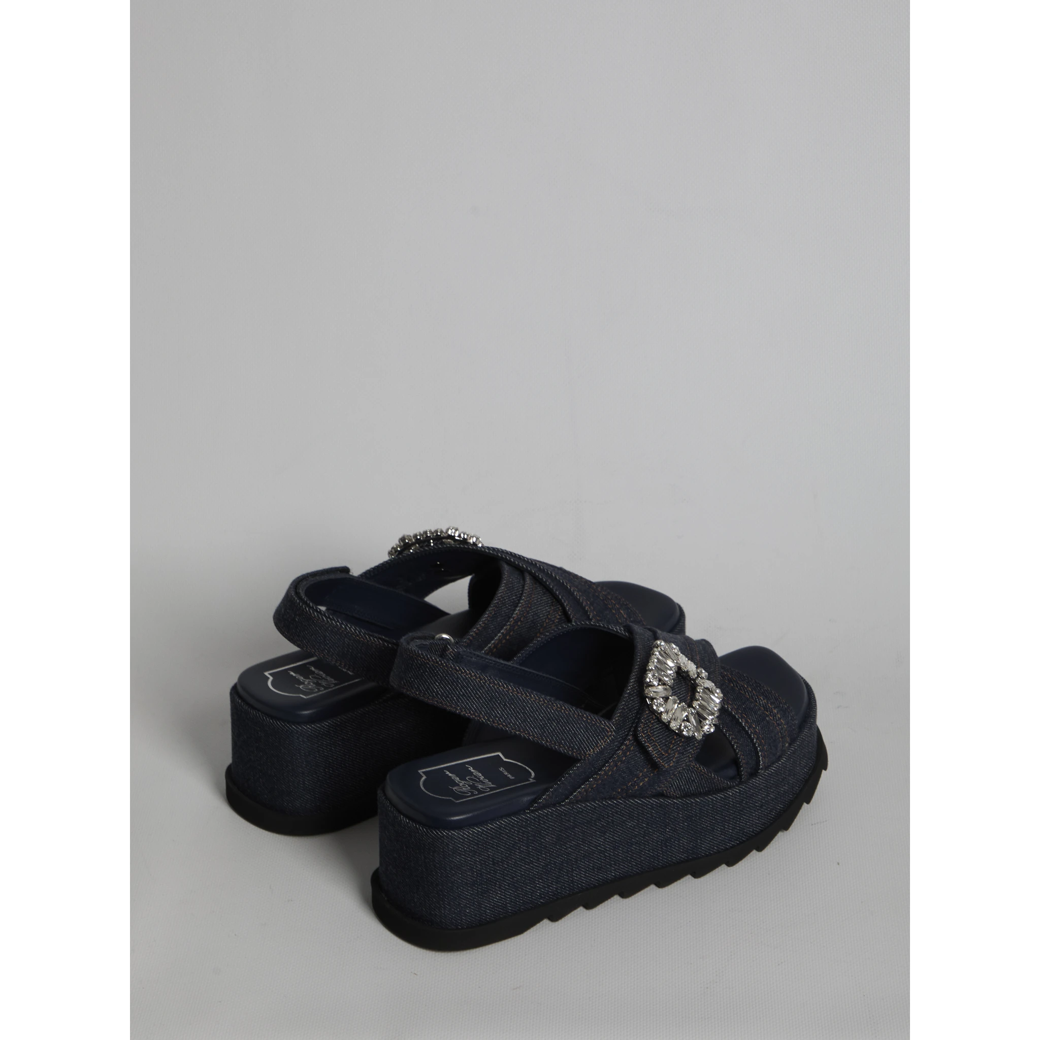 Denim wedge sandals