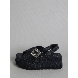 Denim wedge sandals