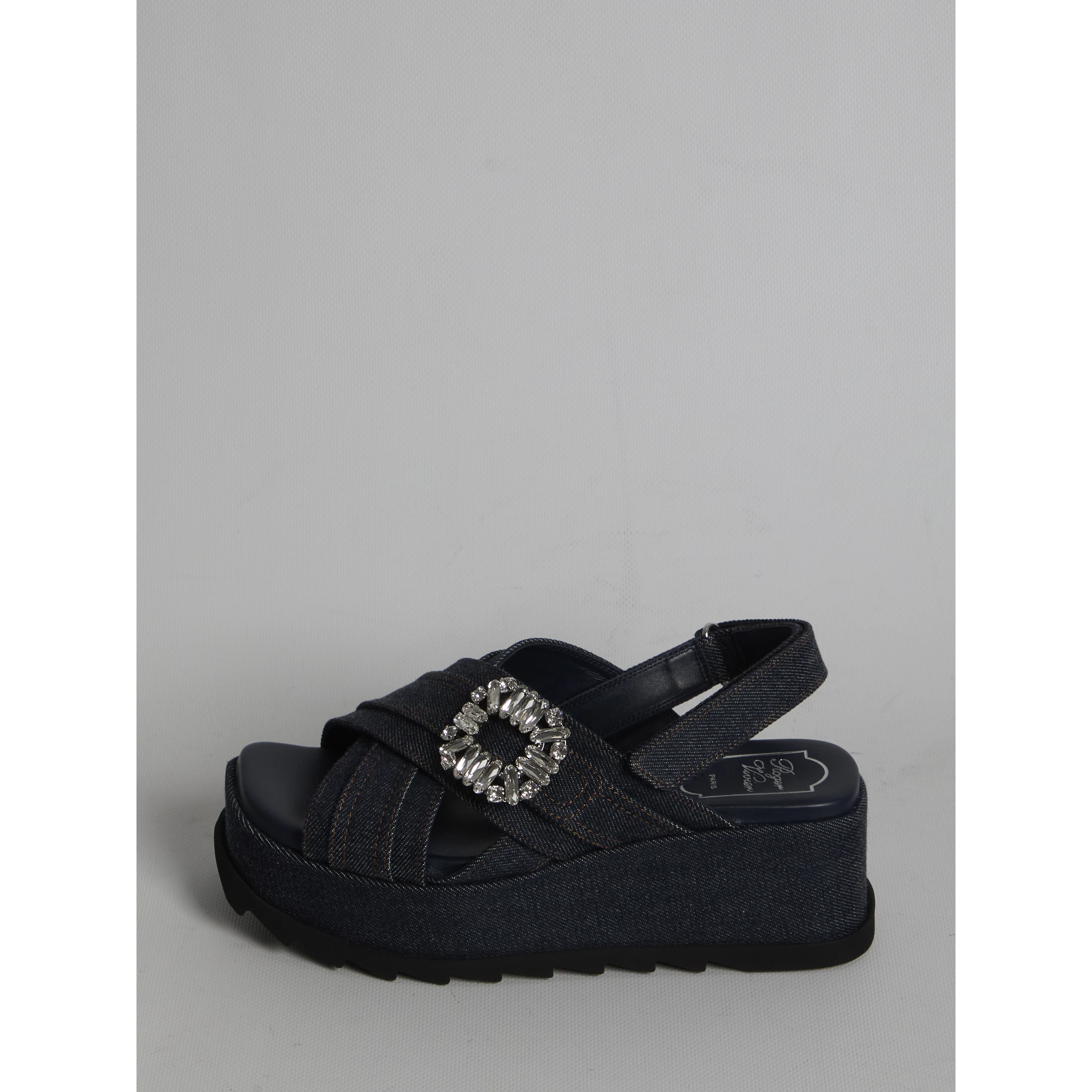 Denim wedge sandals