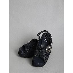 Denim wedge sandals