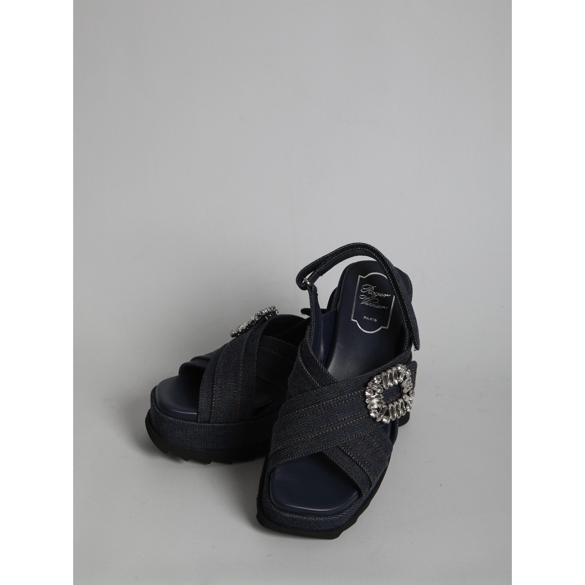 Denim wedge sandals