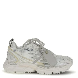 White Polyurethane Athletic Sneakers