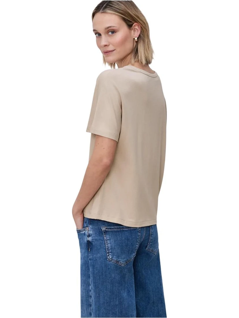 Beige Viscose T-Shirt