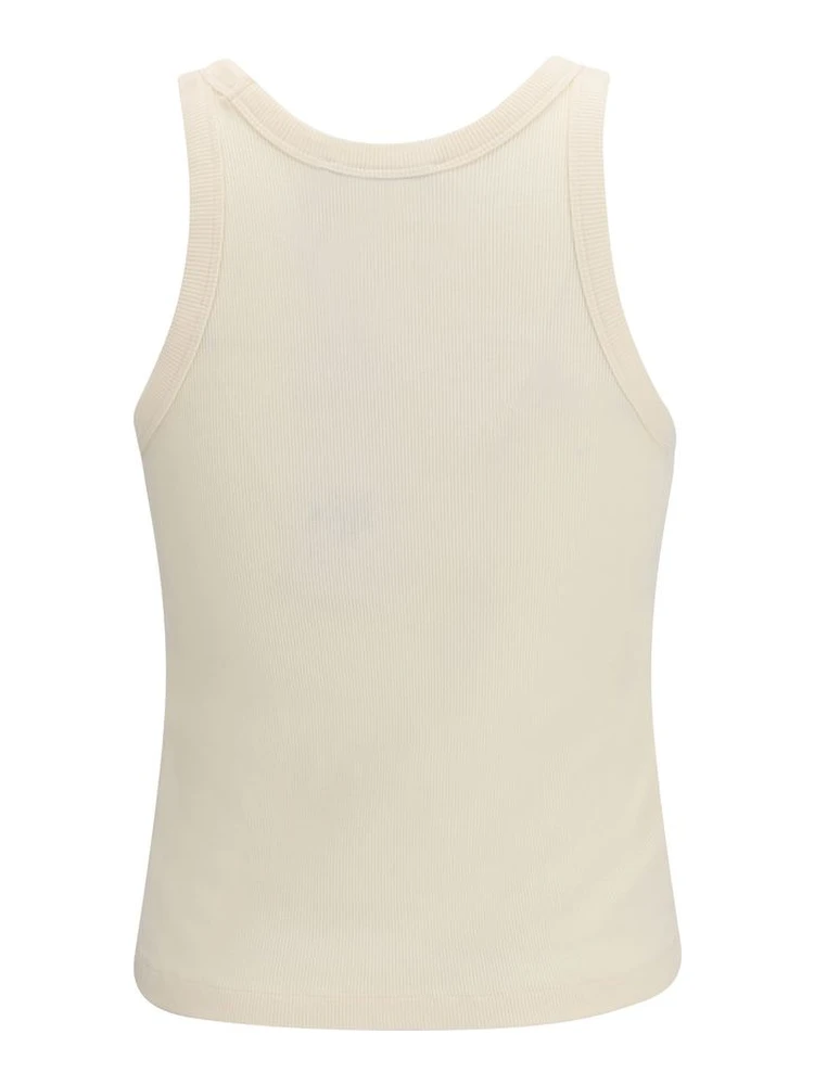 Beige Cotton Sleeveles T-Shirt alternative