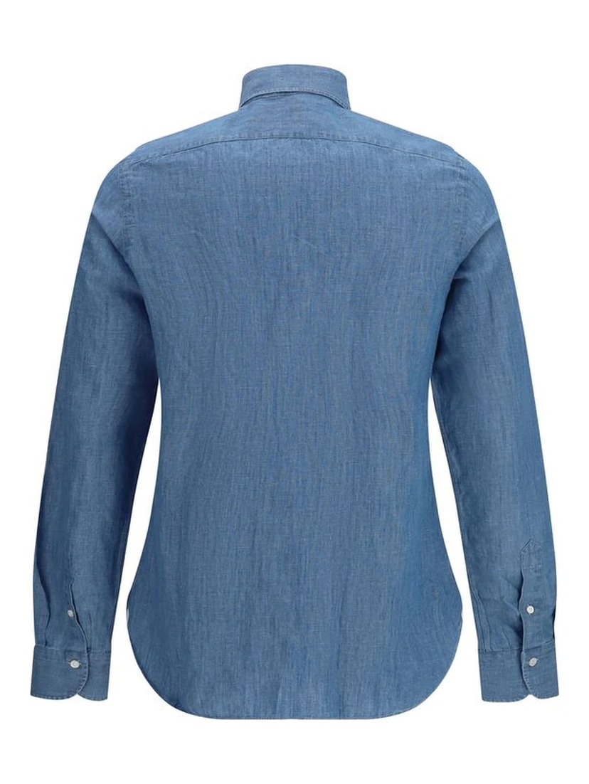 Blue Cotton Dress Shirt