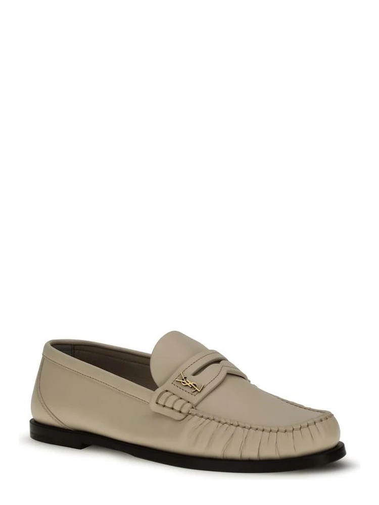 Beige Calf Leather Bos Taurus Slip-On Loafers alternative