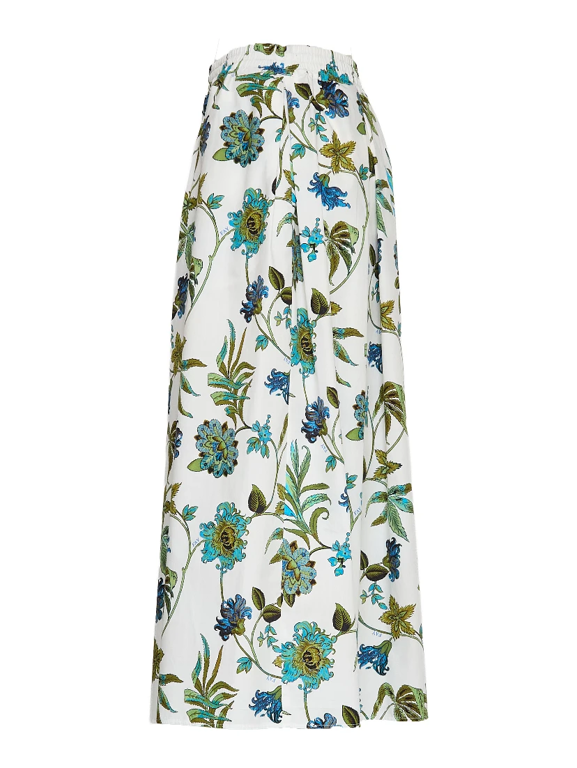 Gonna Lunga In Popeline Con Stampa Fiori Fay
