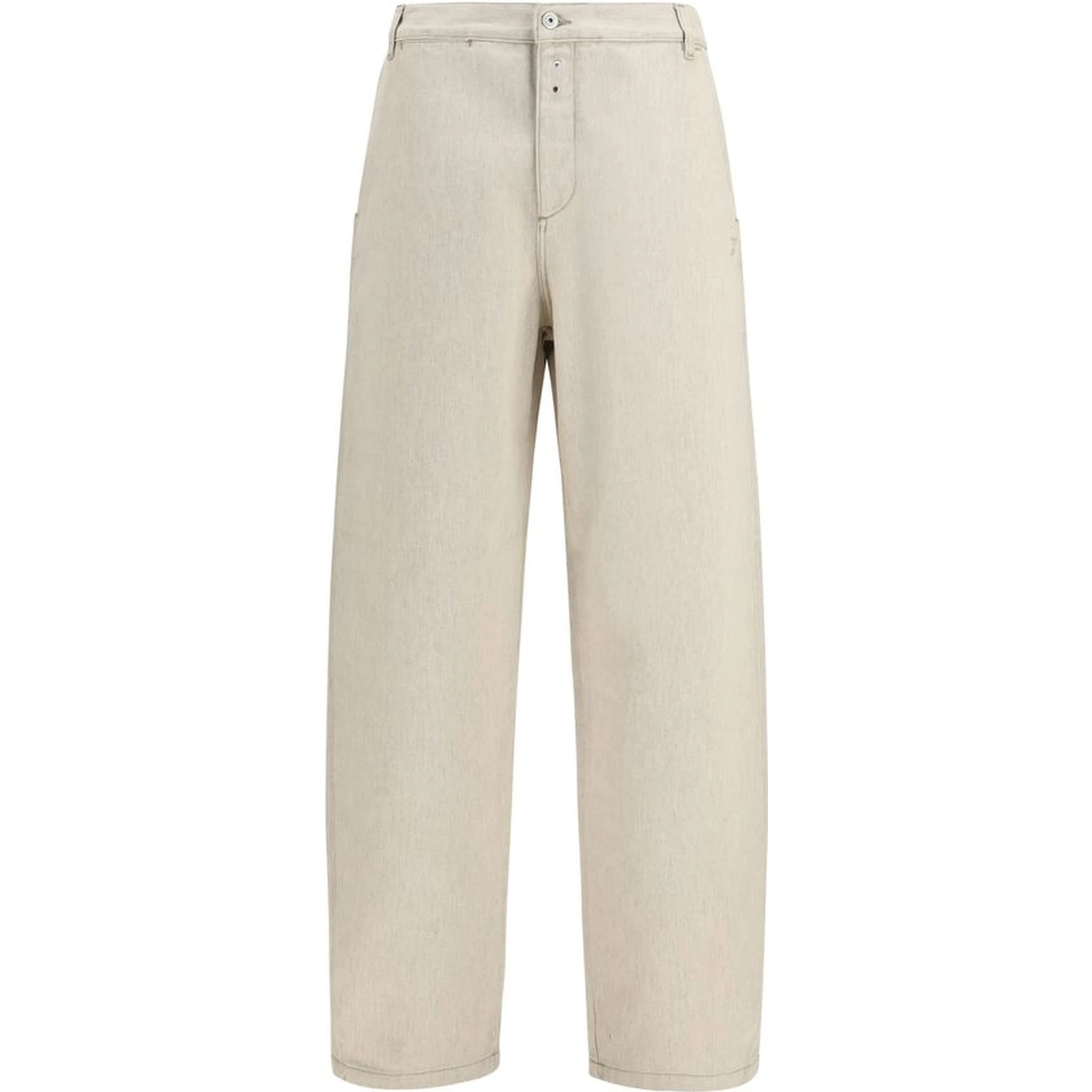 Beige Cotton Casual Pants