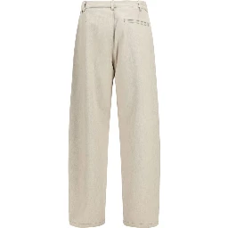 Beige Cotton Casual Pants