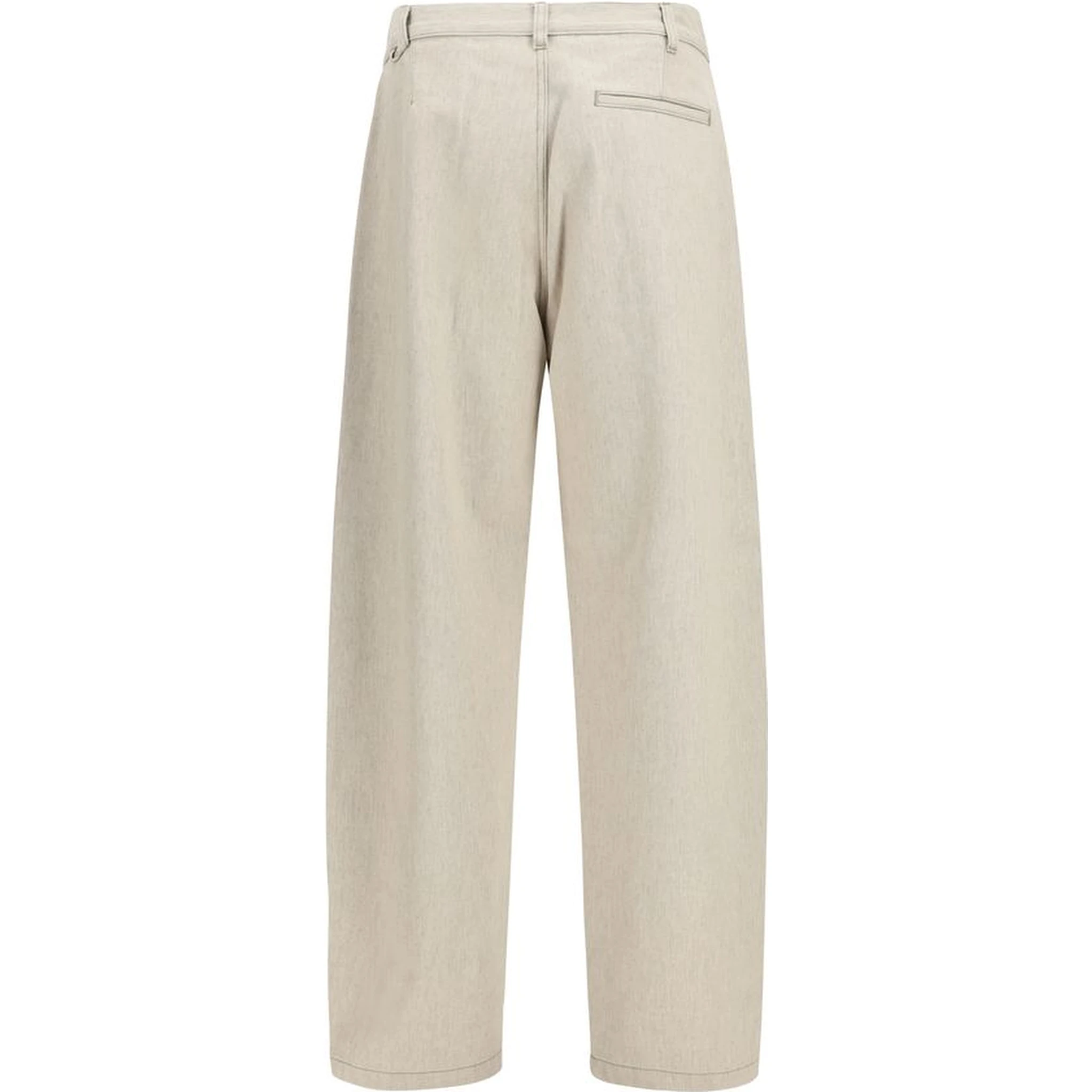 Beige Cotton Casual Pants