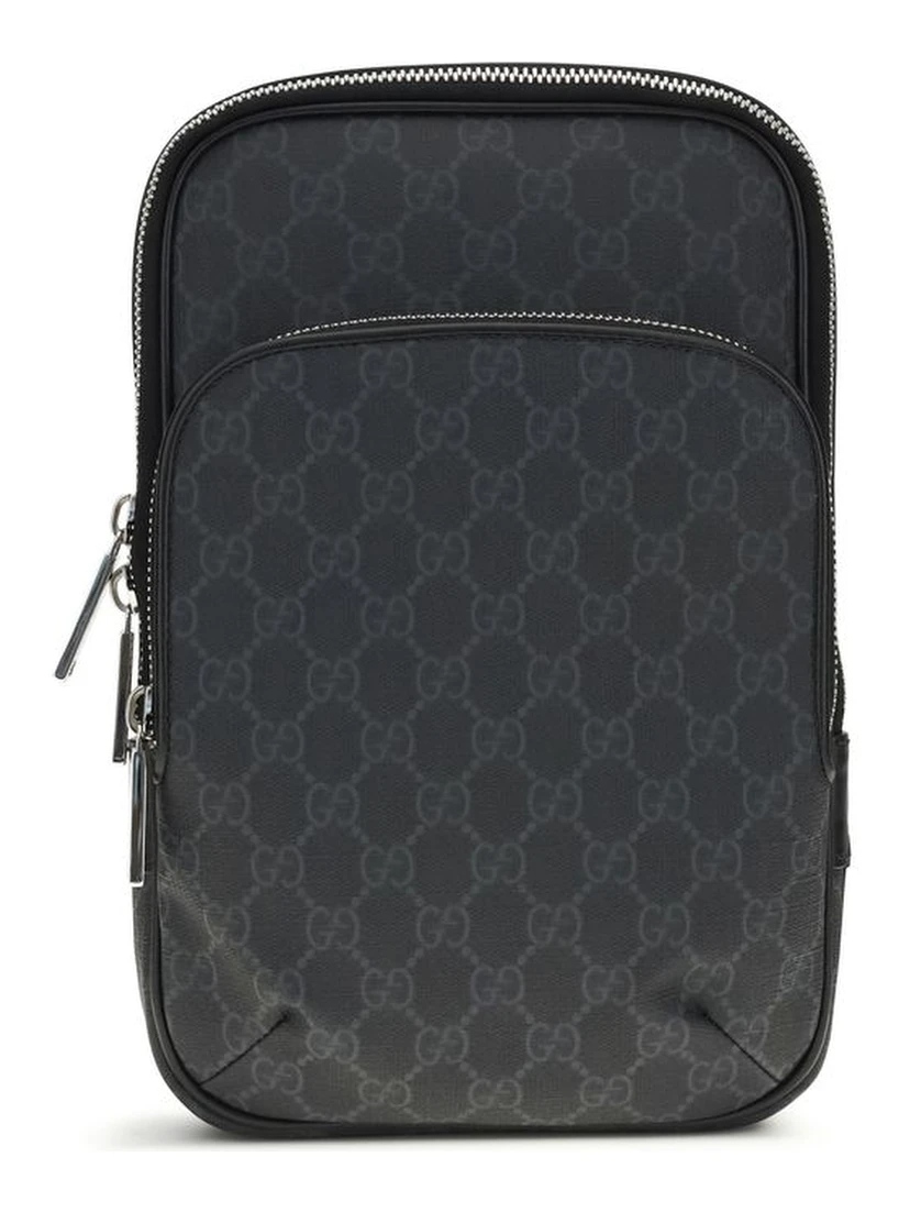 Black Polyurethane Shoulder Bag