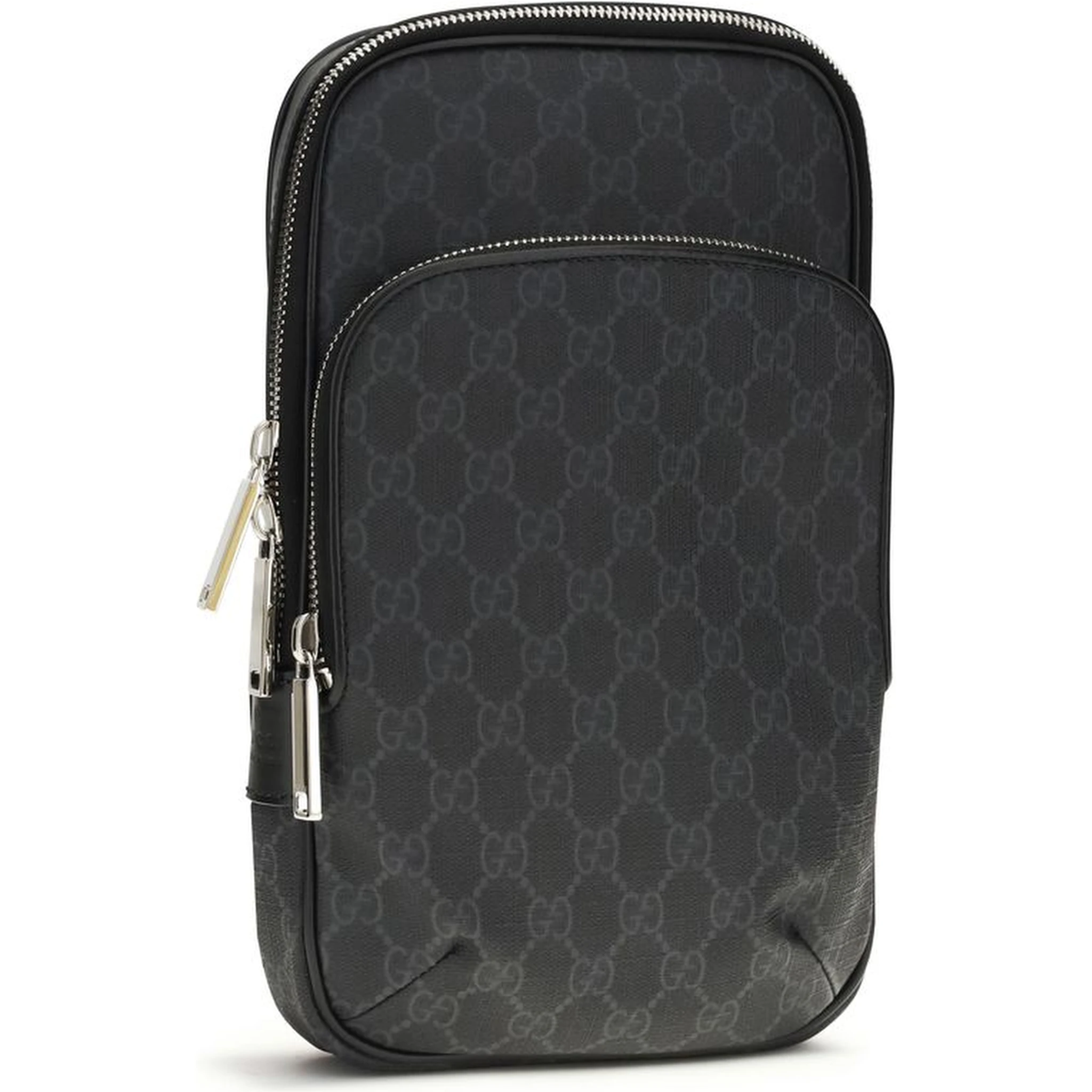 Black Polyurethane Shoulder Bag