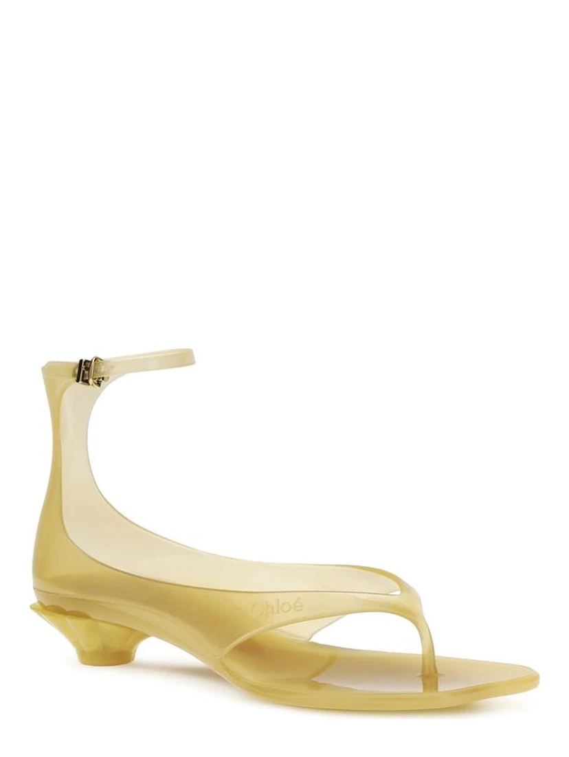 Beige Polyurethane Flat Sandals