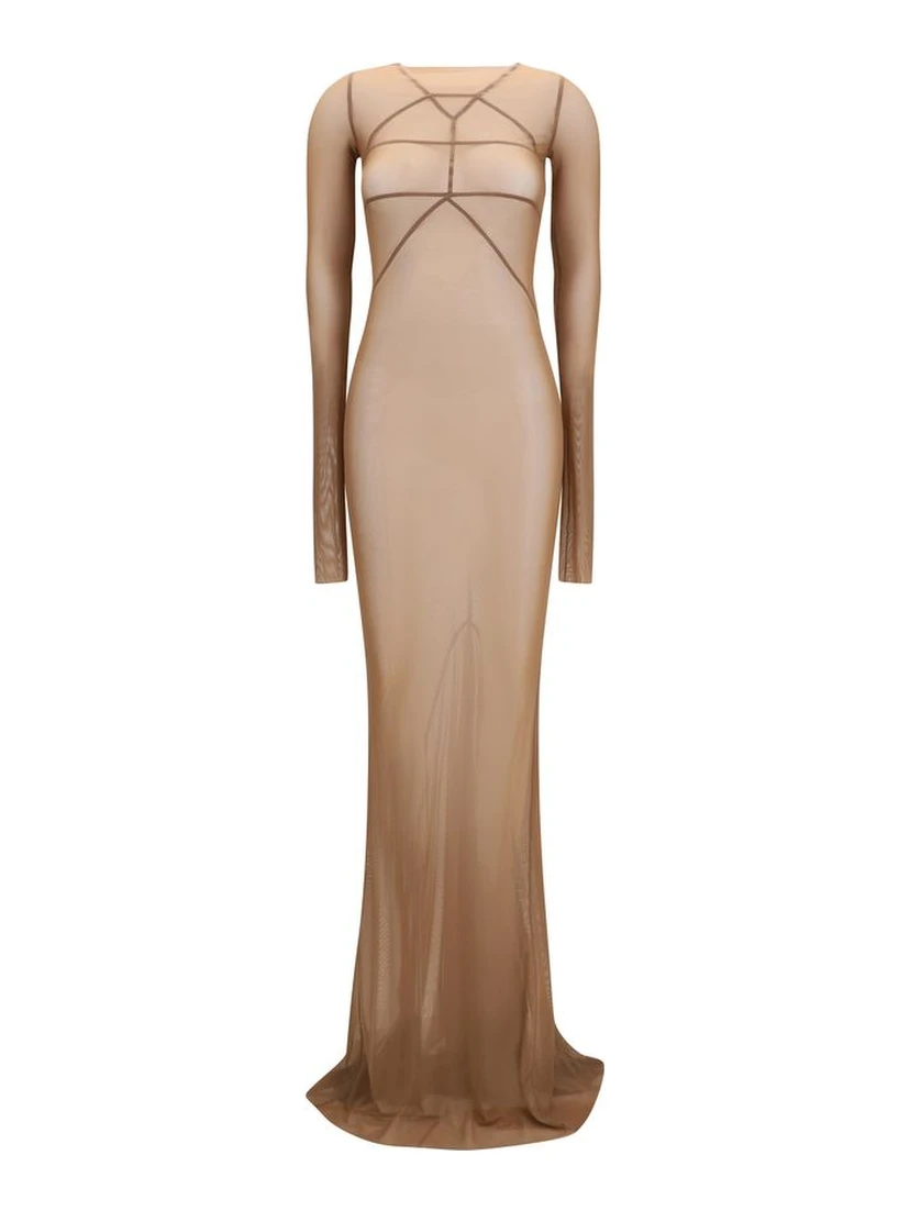 Brown Polyamide Casual Dress