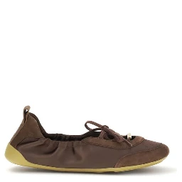 Brown Polyester Ballet Flats