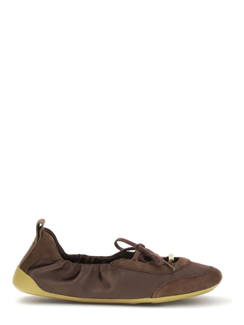 Brown Polyester Ballet Flats