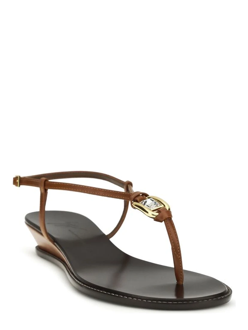 Brown Calf Leather Bos Taurus Wedge Sandals