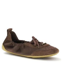 Brown Polyester Ballet Flats
